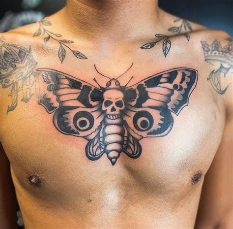 death moth chest piece|50 Unbelievable Death Moth Tattoo Ideas [+ Meanings]